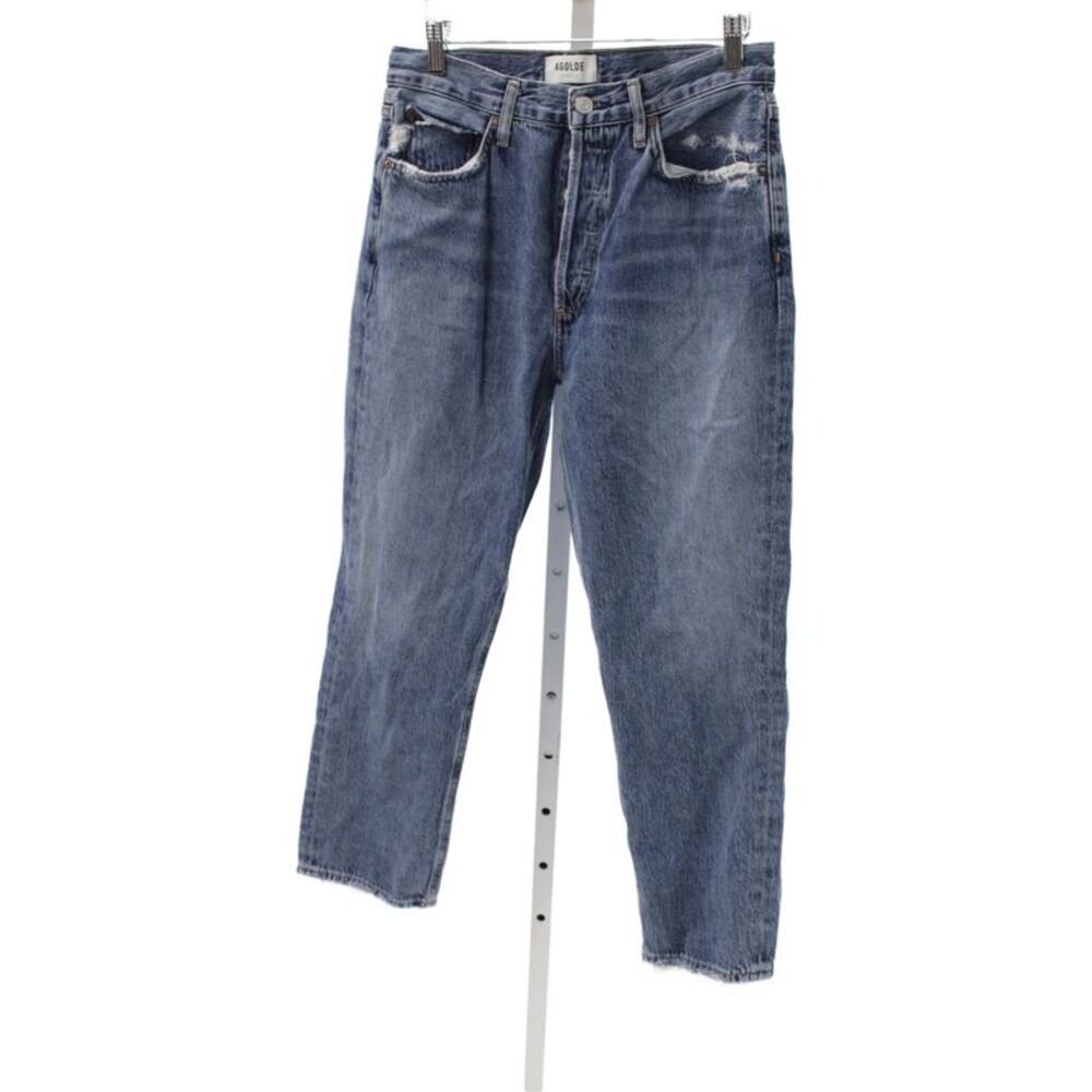 Agolde Women Straight Mid Rise Blue Jeans Button Cotton Size 28